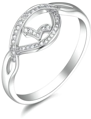 KnSam Echter Schmuck Trauringe Au 375/585/750 Weißgold, Eheringe Herz mit Diamant, Freundschaftsringe Weiß Gold 9K/14K/18K, Gr.47-65