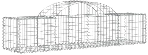HGKMBRY Panier gabion avec arche surélevée - 200 x 50 x 60/80 cm - En fer galvanisé - Barrière de jardin stable et paroi décorative pour l'extérieur - Grillage métallique durable avec renforcé
