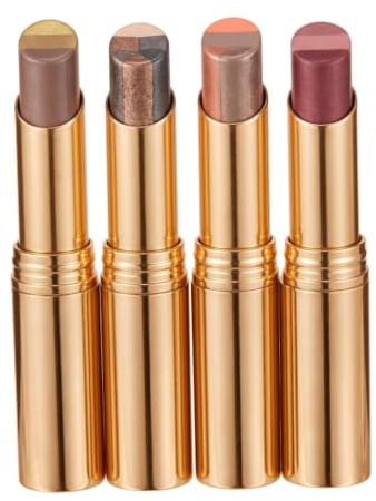 Pack de 4 bâtons de fard à paupières 3 couleurs, bâton fard à paupières crème pour un maquillage facile des yeux, ton terre mat, nacré, orange brunâtre chatoyant, rose