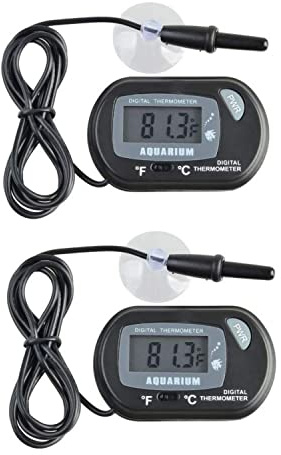 JZK 2 x Petit Thermomètre Numérique d'aquarium avec Ventouses & Sonde et Batterie, LCD Thermomètre d'Aquarium pour Aquarium Marin, Incubateur, Réservoir de Reptiles