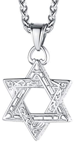 FaithHeart Davidsstjärna hexagram hänge judiskt halsband för män kvinnor sterling silver/rostfritt stål magen david smycken med robust kedja, Alla