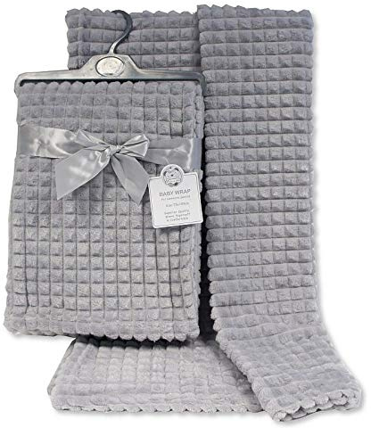 Super Soft Newborn Baby Girl Boy Waffle Nursery Cot Blanket Comforter - Pink, Blue, Grey, White Available (Grey)