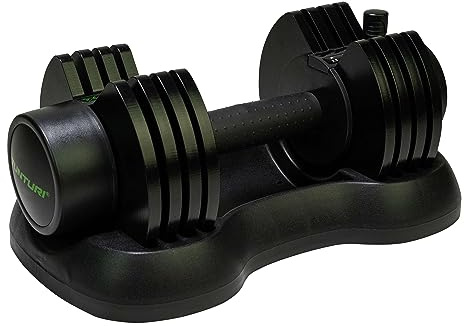 Tunturi Selector Dumbbell, verstellbare Kurzhantel mit bis zu 12,5kg, 2,5kg Schritten | 5 Gewichtsstufen, Startgewicht 2,5 kg, Abstufungen Von 1,25 kg, Maße 35 x 20 x 16 cm