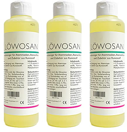 Löwosan CPAP Reiniger, Reiniger für CPAP Maske, CPAP Schlauch und Silikon - 3 x 250ml Flasche