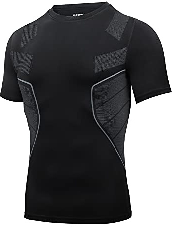 AMZSPORT Herr kompressionströja kortärmad funktionströja snabbtorkande baselayer löpartröja
