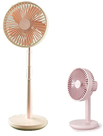 KS TOOLS HIOD Desk Fan Telescopic Folding Fan for Home Office 8000mAh USB Silent Rechargeable Floor Fan,Pink