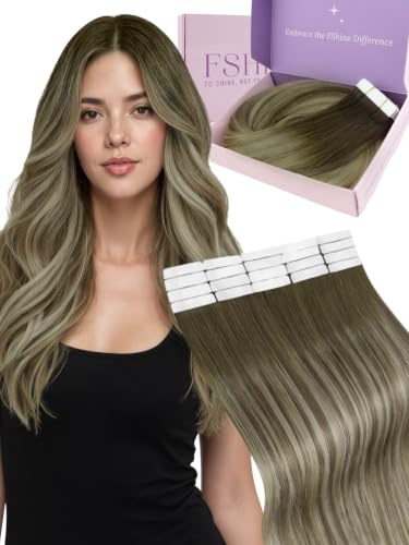 Fshine Extensiones Adhesivas Pelo Natural 30g 30cm | AplicacióN Con Cinta Invisible Y Sin Costuras, Extensiones Adhesivas Pelo Natural, PráCtica Para Viajar, Queda Plana