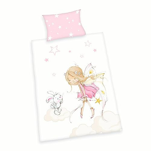 Herding Baby Best Flanell-Bettwäsche Little Fairy, MADE IN GREEN by OEKO TEX, Kopfkissenbezug 40 x 60 cm mit Hoteleinschlag, Bettbezug 100 x 135 cm mit Knopfverschluss, Baumwolle, Flanell