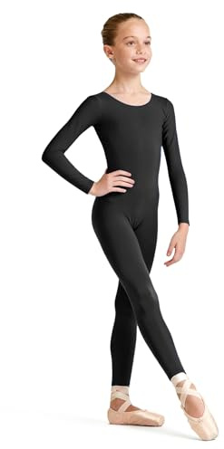 Carnavalife Bodies de Danza para Ballet, Mono de Manga Larga con Cremallera, Leotardo Body Nude para Gimnasia Deportiva Rítmica, Jumpsuit Niña Elástico Bailarina Yoga 1-12 años (7-9 años, Negro)