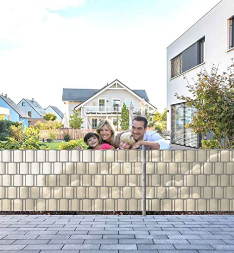 MyMaxxi Infinity Zaunsichtschutz - Beige Wolken - Sichtschutzstreifen für Doppelstabmattenzaun - Windschutz Sonnenschutz Blickdicht - Sichtschutz Garten Teil1 + Teil2-500x100cm