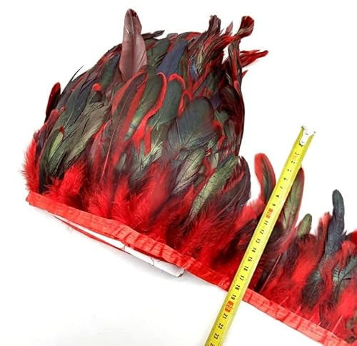 XIUCAI 1 Meter natürliche Hühner-Hahn-Schwanz-Federn, Fransen, Plumas-Bänder, DIY, Nähen, Kleidung, Hochzeitsdekorationen, Basteln, 13-18 cm