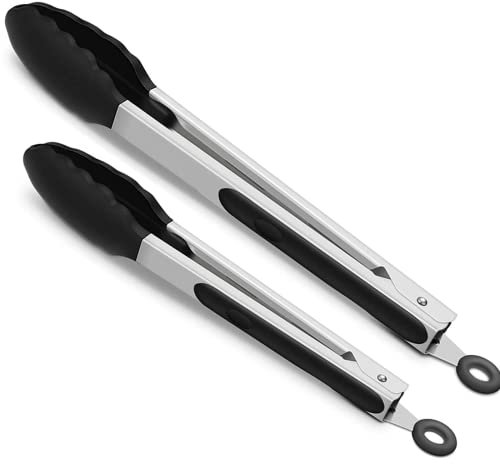 2PC Pince Cuisine Silicone 27&34cm Pince de Cusine a Service pour les barbecues, les postes de cuisson -Résistant à de Chaude Température