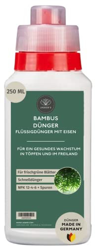 JASKER'S Bambus Dünger flüssig 250 ML - 100 Schnelldünger mit Eisen - Spezialdünger - Flüssigdünger für Bambuspflanzen & Bambushecken - Bambus düngen im Freiland & Haus - Dünger Bambus