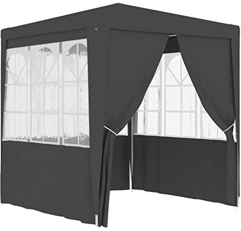 HOMIUSE Tente de Réception Pliante 2,5x2,5 m Anthracite 90 g/m2 - Tonnelle de Jardin Imperméable Avec Parois - Barnum Pliant Pour Plage et Réceptions