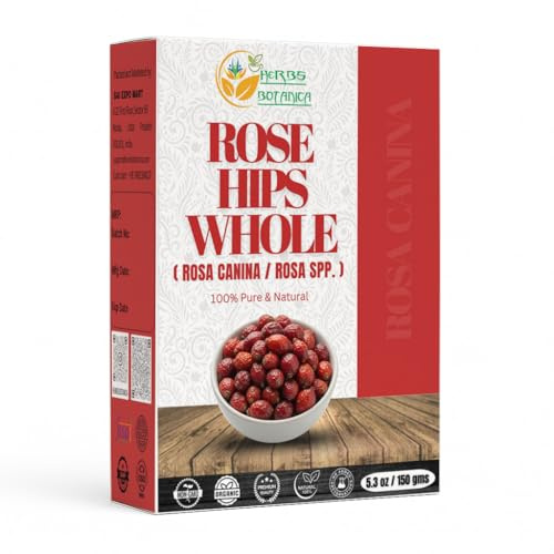 Herbs Botanica Rosehips Dried Rose Hip Herbal Tea, Homemade Sauce, Jellies, Soups, Seasoning, Syrup Vitamin C Rich 100% Naturally Dried Rosa Canina Cynorrhodon 5.30oz | Resealable Kraft Bag