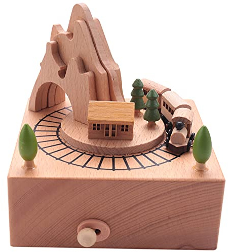 Peukerty Spieluhr mit Bergtunnel mit kleinen beweglichen magnetischen Spielen