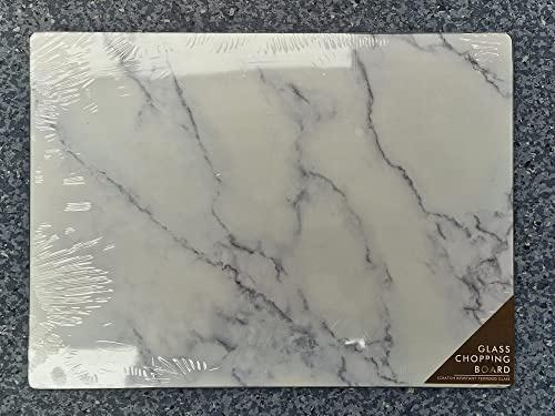 Deenz 50X40Cm Tempered Glass Worktop Saver Grey Marble Dishwasher Safe 5mm Chopping Board