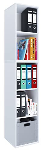 VCM Holzregal stehend | platzsparender Aktenschrank | Maße ca. H. 184 x B. 35 x T. 37 cm | Elegantes Regal | Büroregal – Lona I 5f
