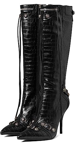Oiamenne Knee High Boots for Women Pointed Toe Stiletto Heel Boots