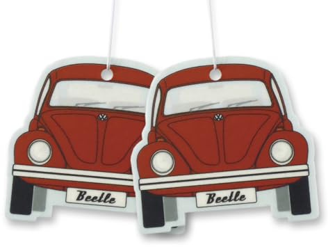 BRISA VW Collection - Volkswagen Scented Car Air Freshener Fragrance Deodorizer for Car/Auto or Home with Volkswagen Beetle/Bug Front Design (Melon/Red/2-pc Set)