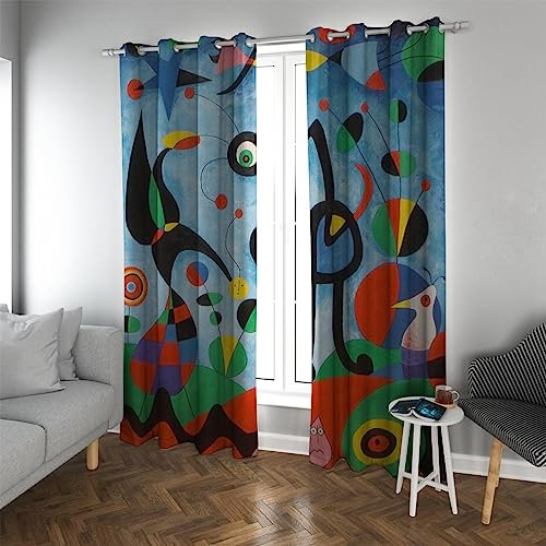 LANDOCROWN Abstrakte Verdunkelungsvorhänge Retro-Geometrie-Öse 2 Paneele Fenstervorhang für Schlafzimmer Büro Hotel Qualität Wärmeisoliert H 275 x B 228 cm