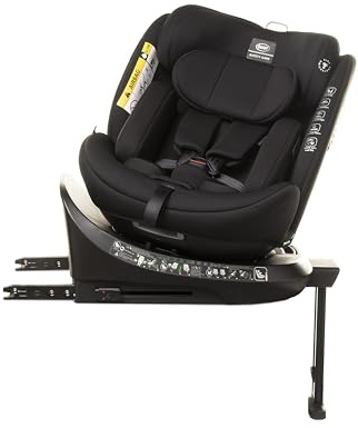 Kindersitz drehbar 360° ENZO-FIX mit ISOFIX montage, Stabilisierung, zusätzlicher Seitenschutz, I-SIZE (Schwarz)