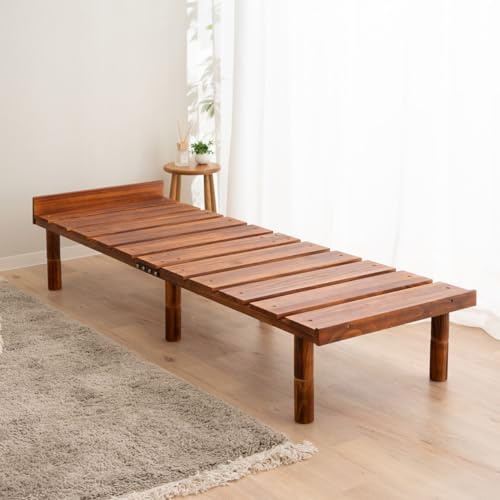 EMOOR Futonbett OSMOS Tagesbett 65 x 185 cm für Japanische Futon-Matratze, Höhenverstellbar (5/18/31cm), Retro-Braun, Tatami Natürlich Kiefern Holzmöbel Japanischer Stil Massives Holzbett Palettenbett
