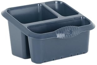 M1SS Large High-Grade Plastic Sink Tidy Drainer Kitchen Caddy Cleaning Organiser 3 Compartment Sponge, Brush, Cloth Holder Kitchen Utensils Holder (Navy Blue)