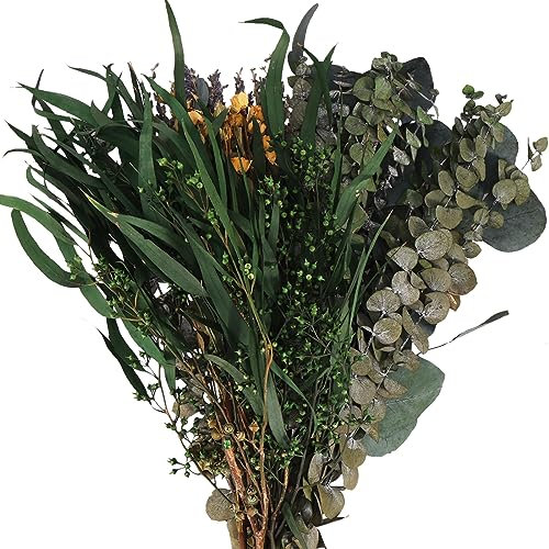 Dried Eucalyptus Lavender Bundle Shower Hanging Mixed Natural Real Eucalyptus Leaves Plant Stems and Dried Lavender for SPA Home Fragrance Bathroom Table Vase Décor (123 PCS)