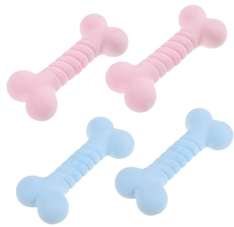 FRCOLOR 4stücke Kauspielzeug Für Welpen Backenzähne Interaktives Hundespielzeug Zahnreinigungstab Für Hunde Bissfeste Hundeknochen TPR-Gummi Spielzeug Für Molaren
