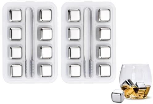 Abiyou 16 Pcs Cubetti di Ghiaccio in Acciaio Inox Riutilizzabili per Whisky, Brandy, Rum, Birra, Vodka