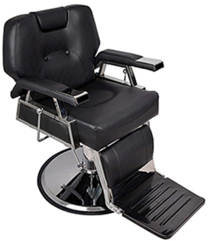 IBOWZ Friseurstuhl: Retro-Salonstuhl mit hydraulischer Liege, Schwarz, Schaumstoff, Windsorkissen, Stahlrahmen, für Friseurläden, Schönheitssalons, Tattoo-Studios