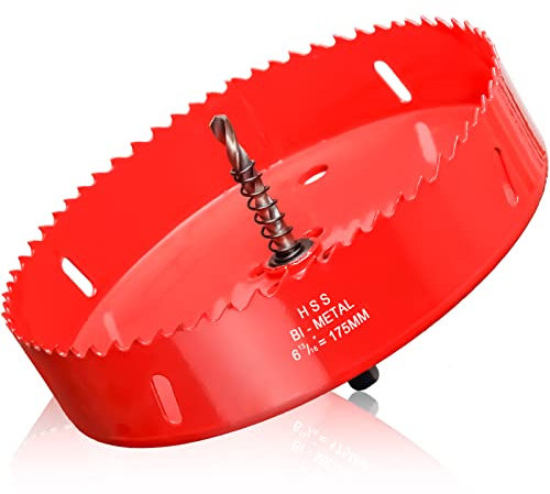 Sierras Perforadoras de 175mm,HSS Bi-Metal para Madera, Plástico, UPVC, Cartón Yeso, Chapa Fina de Hierro