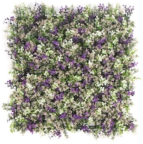 FEFE Pack of 12 x Artificial Leaves Flowers Willow Topiary Screen Wall Hedges Grass 50x50cm For Fences Indoor/Outdoor Garden (Multicolour)