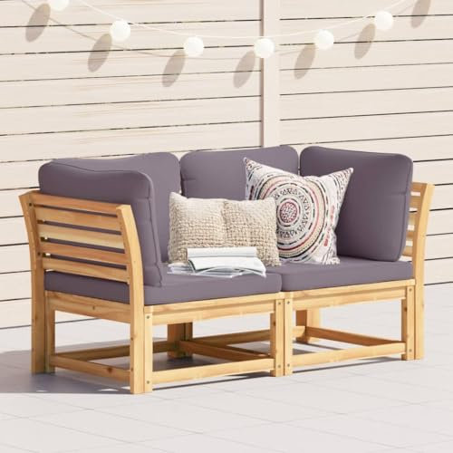 ZEYUAN Gartensofa mit Kissen 2-Sitzer Massivholz Akazie, Gartenlounge, Garden Sofa, Balkonmöbel, Gartenmöbel, Loungemöbel - 3214313