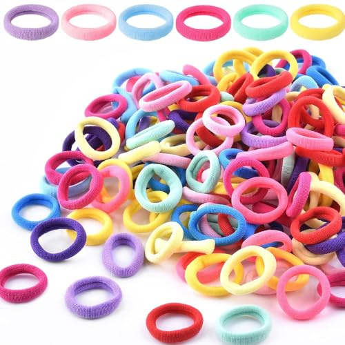 100PCS Candy Color Small Hair Bands, Small Hair Ties Elastics Bands Bobbles Ties Accessories, Coloured Stretch Strong Hairbands Colorful Seamless Ponytail Holders for Girls -(Multicolour)