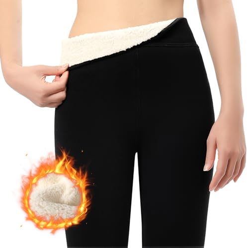 Comfyouth Termoleggings flickor vinter tjocka fodrade termo leggings barn bomull varma vinterbyxor för flickor 110–160, svart, 160