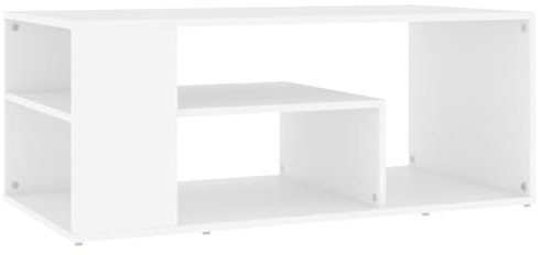 SDWEHO7 Couchtisch mit Offenes Fach, Sofatisch, Rechteckig Beistelltisch, Wohnzimmertisch, Kaffeetisch, Loungetisch, Ziertische, Weiß 100x50x40 cm