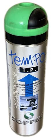 GREEN - spray marker paint - temporary grade - water soluble- lasts 2-8 weeks - innovative nozzle - 500ml - biodegradable - marking for construction sites, race events, carnivals, sports days, fetes
