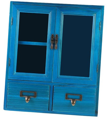 Armoire à pharmacie murale vintage en bois bleu pour décoration d'intérieur familiale