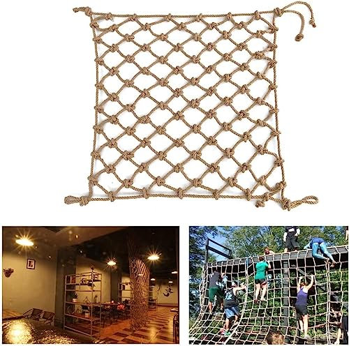 Strapazierfähiges Juteseil, Sicherheitsnetz für Balkon, Treppe und Garten, Bar, Dekoration, reißfestes Sisalseil, Bindfaden, Netz für Kinder und Haustiere (Größe: 3 x 3 m)