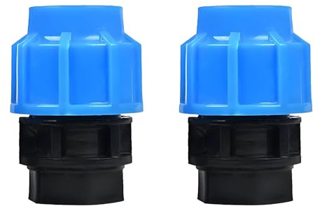 HAFRILY 2 Stück PP Kupplung Mdpe 32mm x 1 Zoll für PE Schläuche mit 32mm Klemm Schnellkupplungsadapter (Innengewinde)