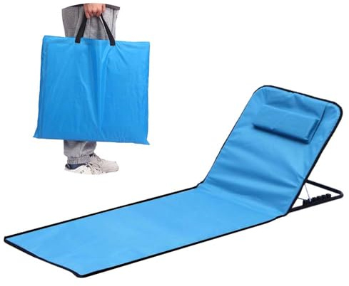 Strandliege Klappbar Leicht,Strandmatte mit Rückenlehne Verstellbar,Tragbare Liege Strand,Sonnenmatte Klappbar mit Tragetasche und Praktisches Staufach,für Strand,Pool,Garten & Terrasse