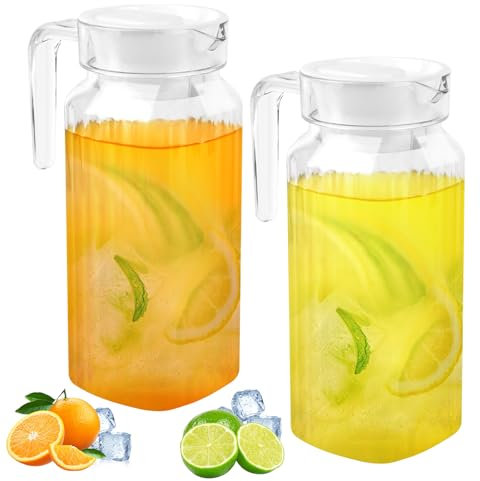2 Brocca Acqua 900 ML, Caraffa Plastica con Coperchio E Manico, Brocche D'acqua Senza Bpa, Brocche In Plastica per Bevande Fai da Te, Succhi di Frutta, Tè, Latte, Caraffa, Caraffa, Latte