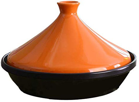Marokkanischer Tajine-Topf, kleine Tajine-Schüssel, runder Keramik-Auflauf, Tontopf mit Deckel, hitzebeständiger Hot Pot, Tontopf, multifunktionales Kochgeschirr für Eintopfsuppe, C 16 23 cm