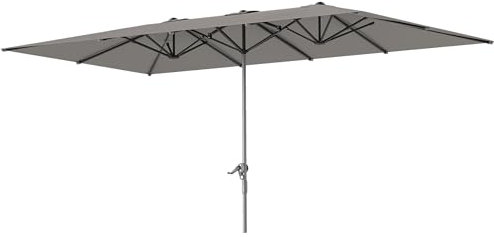 Outsunny Ombrellone Doppio da Giardino 4.5x2.6 m con Manovella, Ombrellone da Giardino a 12 Stecche in Alluminio e Poliestere 200g/㎡, Anti UV50+, per Cortile, Terrazza e Balcone, Grigio Scuro