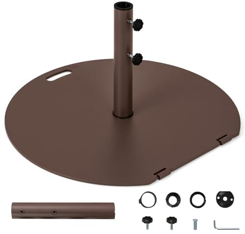 RELAX4LIFE Pied de Parasol Lourd en Métal 23 KG, Base de Parasol avec 2 roulettes, Poignée, 2 Boutons de Serrage, Support de Parasol Rond pour Mât φ38/48mm pour Jardin, Terrasse, Balcon