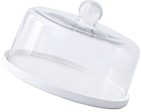 Glass Cake Stand with Dome and Lid Dessert Server Tray for Wedding Party Dinner White