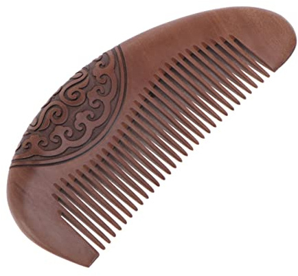 NIYANGLE 1pieza Peine De Madera Doble Cara Diseño Tallado Peine De Masaje Para Cabelludo Cepillo De Madera Natural Para Hogar Tienda Para La Circulación Sanguínea y Desenredar El Cabello