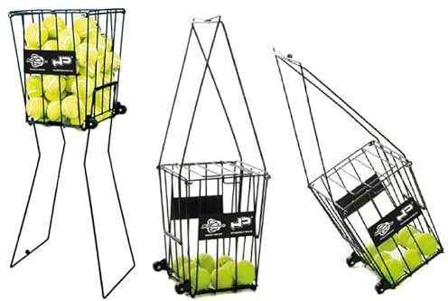 HP Cesto porta palline, per tennis, padel, beach tennis, pickleball. Richiudibile, cestino dotato di comode ruote di trasporto, durevole, confortevole, resistente. Capacità: 72 palline.